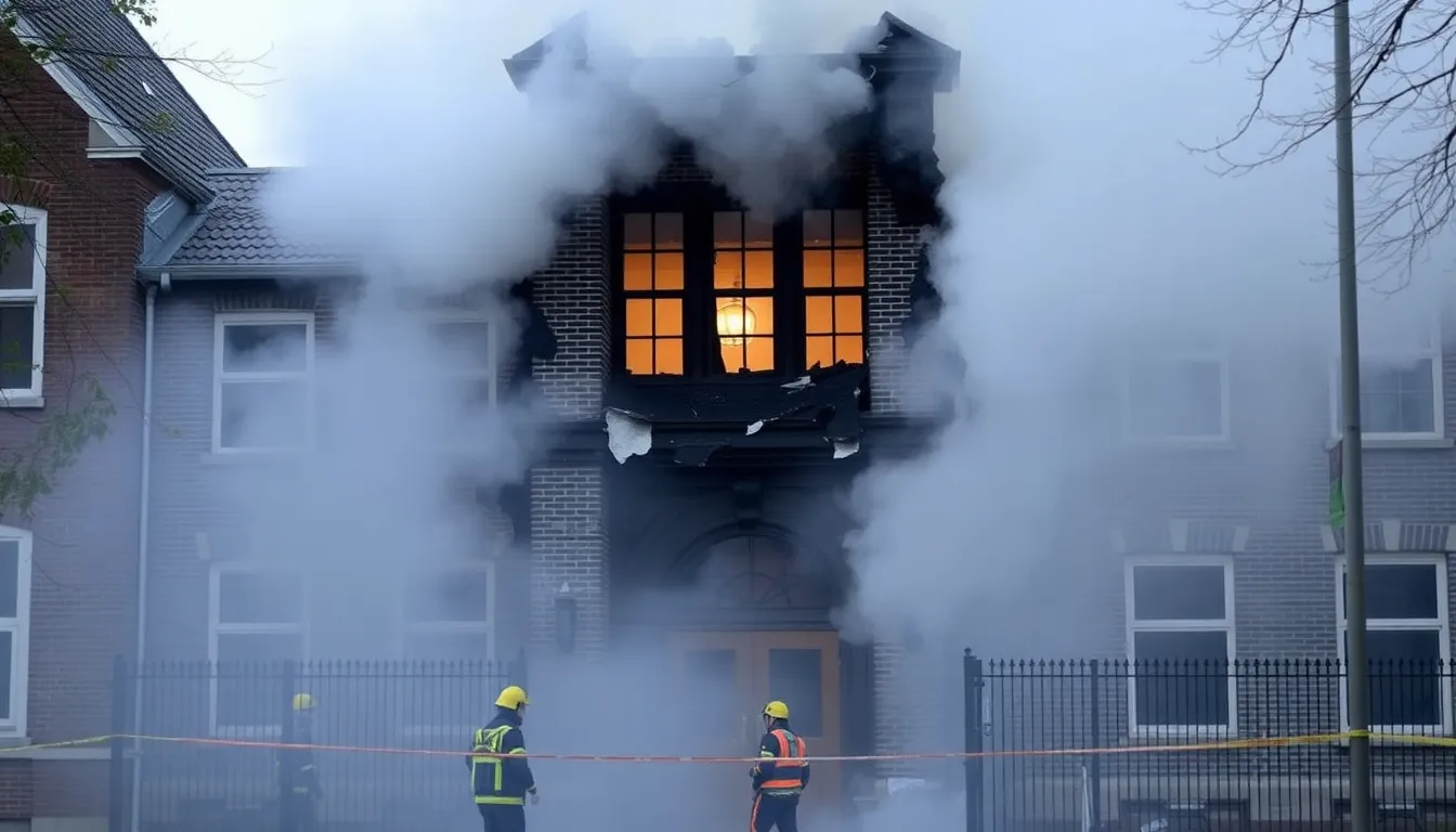 Smoke rises from the damaged facade of a Jewish school in Amsterdam following an early morning explosion that has heightened concerns about antisemitic violence in the city.