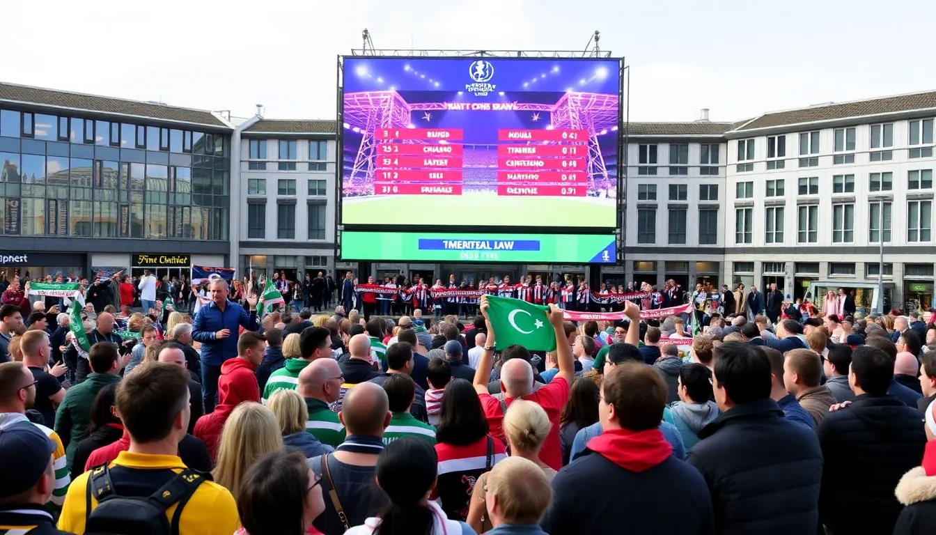 Fans gather in excitement as they await the FA Cup quarterfinal draw, showcasing a mix of anticipation and hope for their favorite teams.