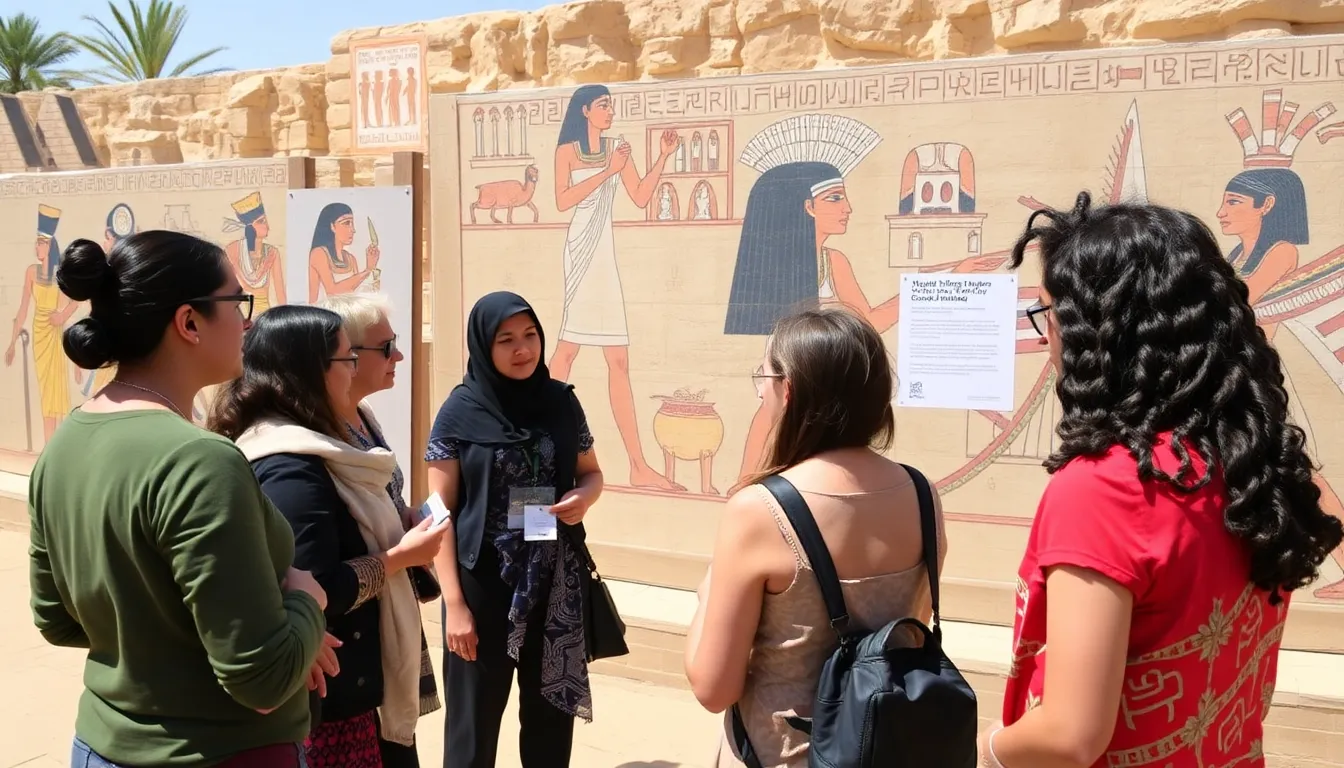 A contemporary academic conference focused on the reevaluation of female leadership in ancient Egypt, attracting historians and scholars
