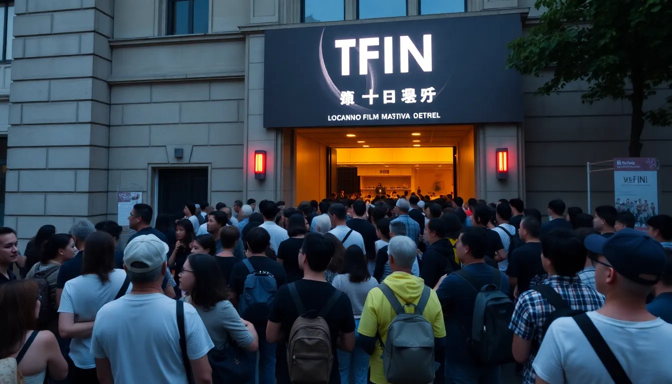 An image capturing the vibrant atmosphere of the Locarno Film Festival, where 'The Fin' premiered and sparked discussions among critics and audiences