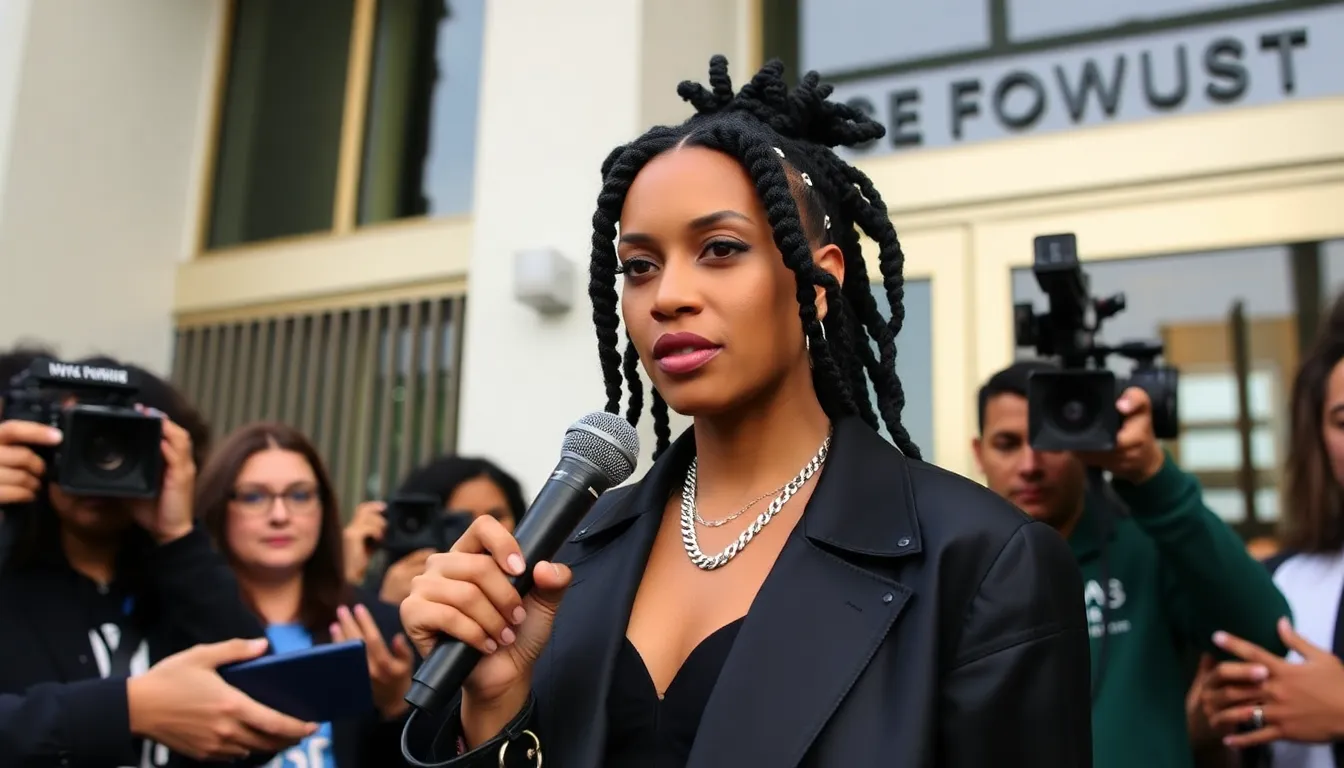 A newspaper headline highlighting the lawsuit filed by FKA Twigs against Shia LaBeouf, capturing public interest in the case surrounding allegations of abuse