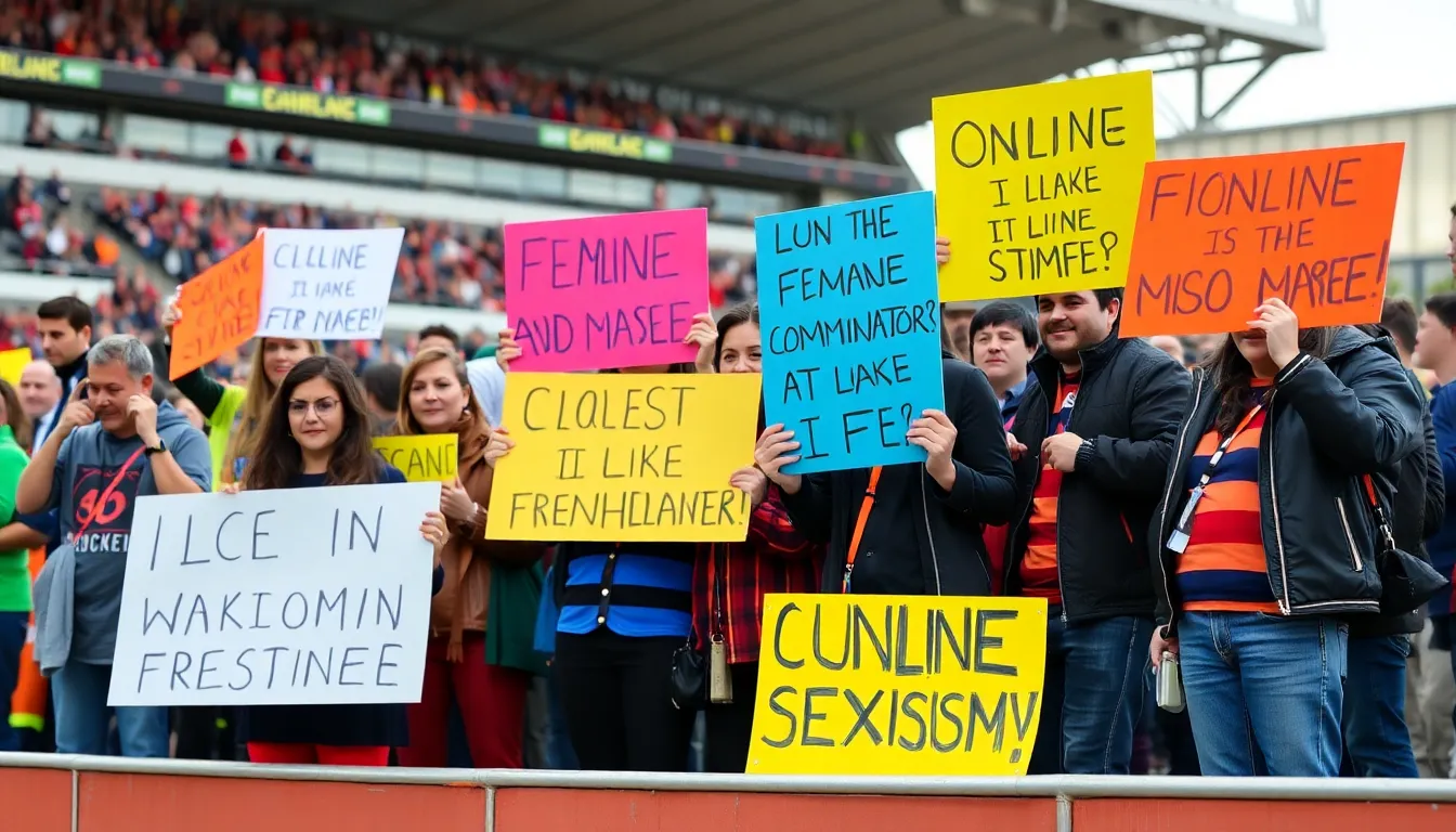Prominent figures in the sports community unite on social media, using hashtags to publicly defend the commentator and promote inclusivity in football