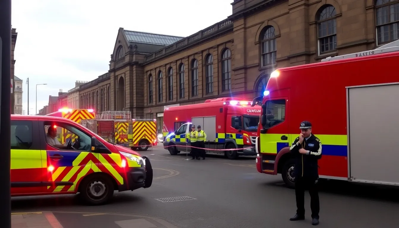 Commuters standing outside Glasgow Train Station, looking for alternative travel options after the station's closure