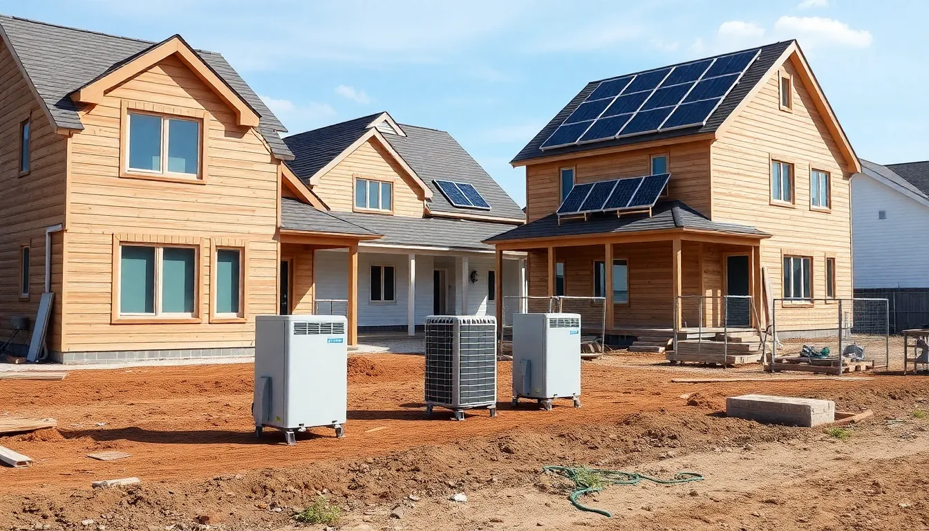 A closeup view of a sleek heat pump unit installed outside a contemporary home, demonstrating the technology's integration into modern architecture