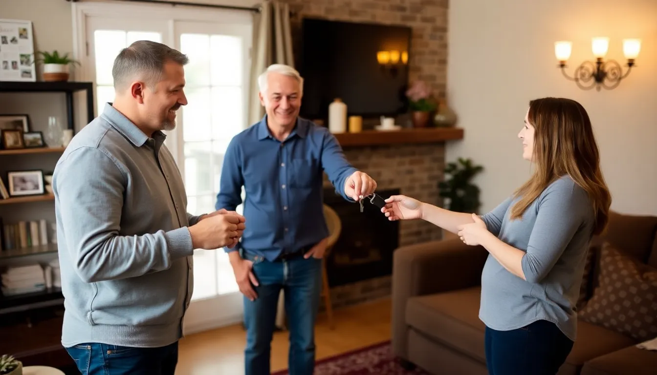 A group of friends exchanging stories in a living room filled with personal touches, emphasizing the sense of community built through home swapping