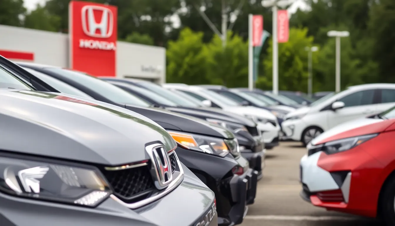 A group of environmentally conscious consumers examining electric vehicles at a dealership, reflecting the growing demand for sustainable transportation solutions