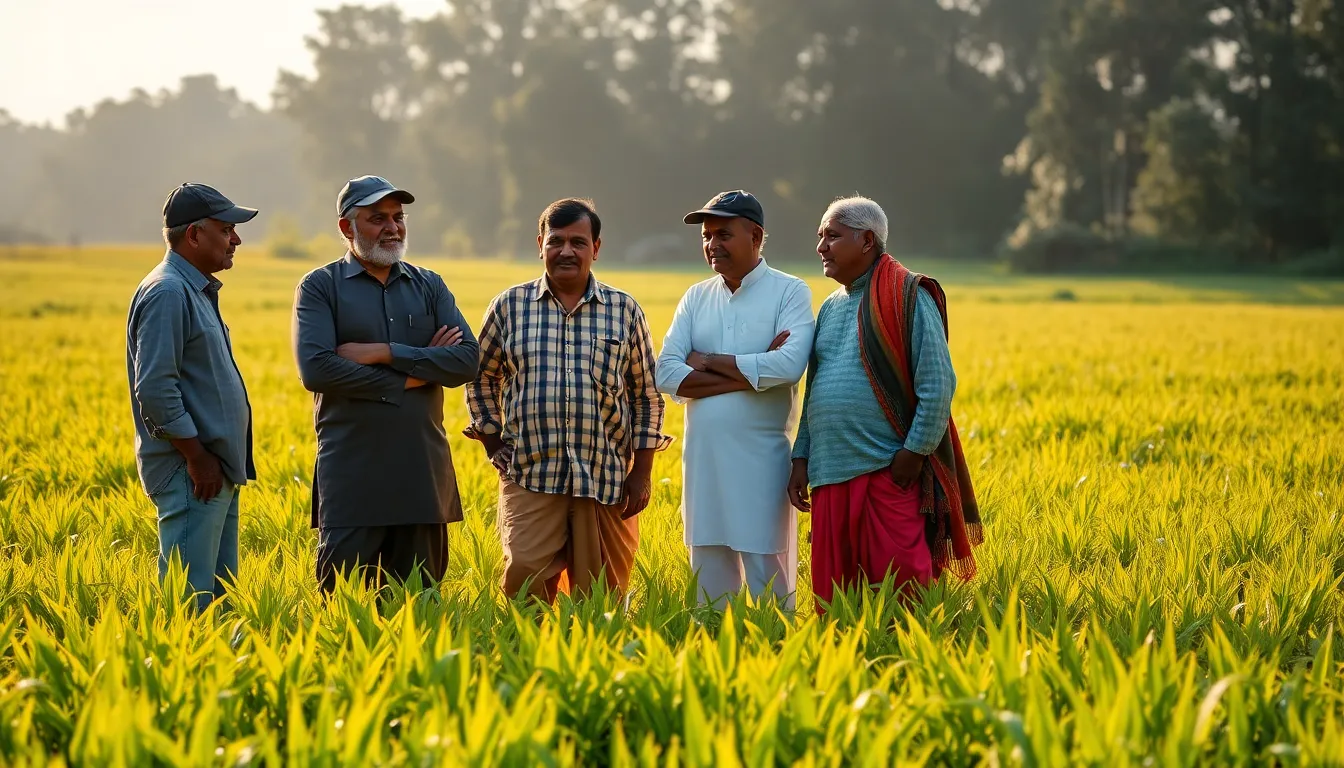 Farmers in India gather around a field, expressing concern over rising fertiliser prices and the impact of supply chain disruptions caused by the ongoing conflict in Ukraine.