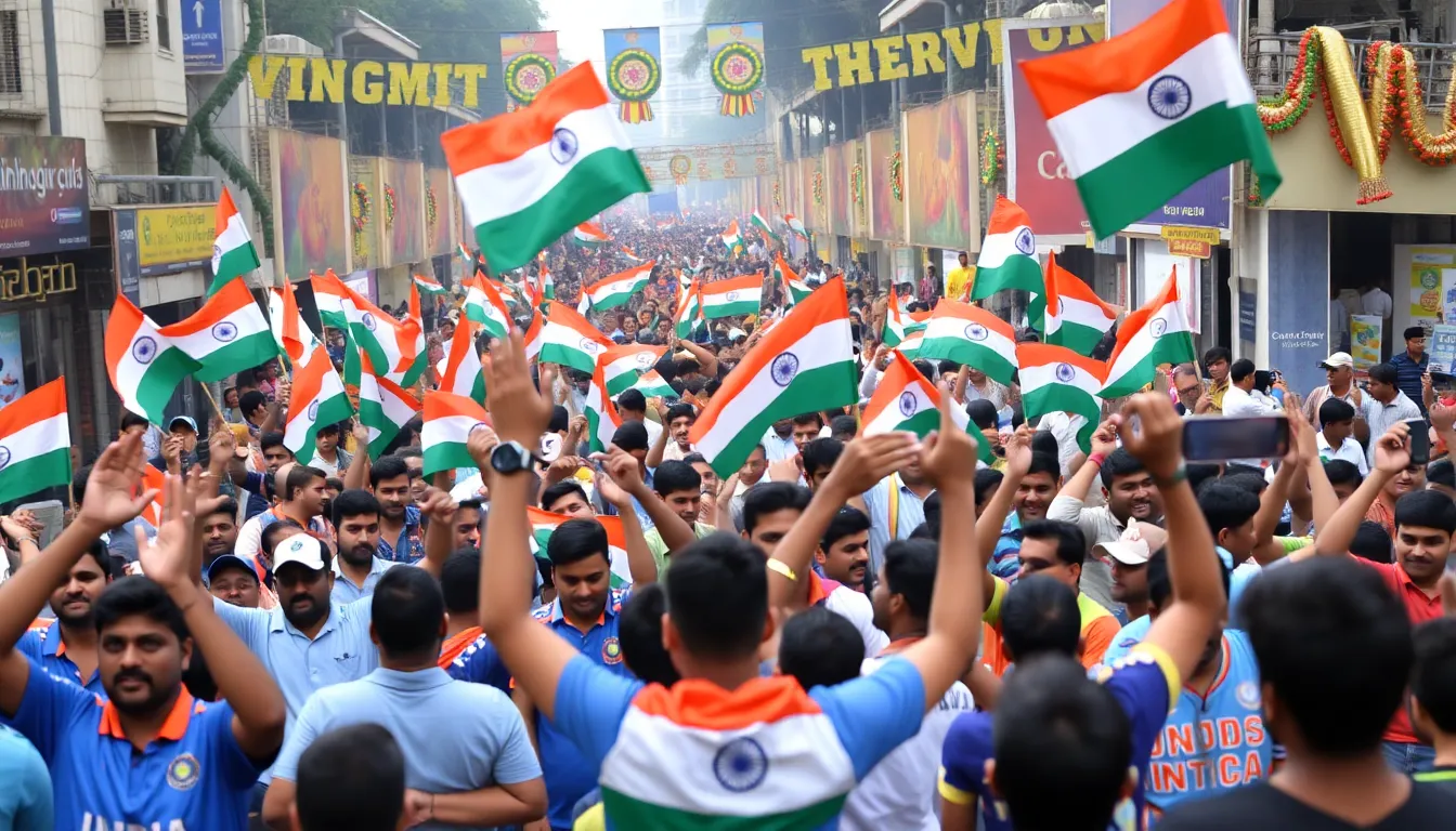 Young cricket enthusiasts expressing their excitement and pride, inspired by the recent success of the Indian team during the tournament