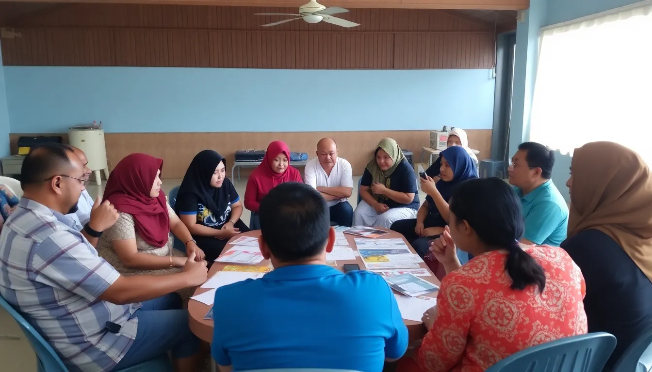 A group of parents and educators gather at a community meeting to discuss Indonesia's upcoming ban on social media for minors, expressing a mix of support and concern over the implications for youth engagement and safety.