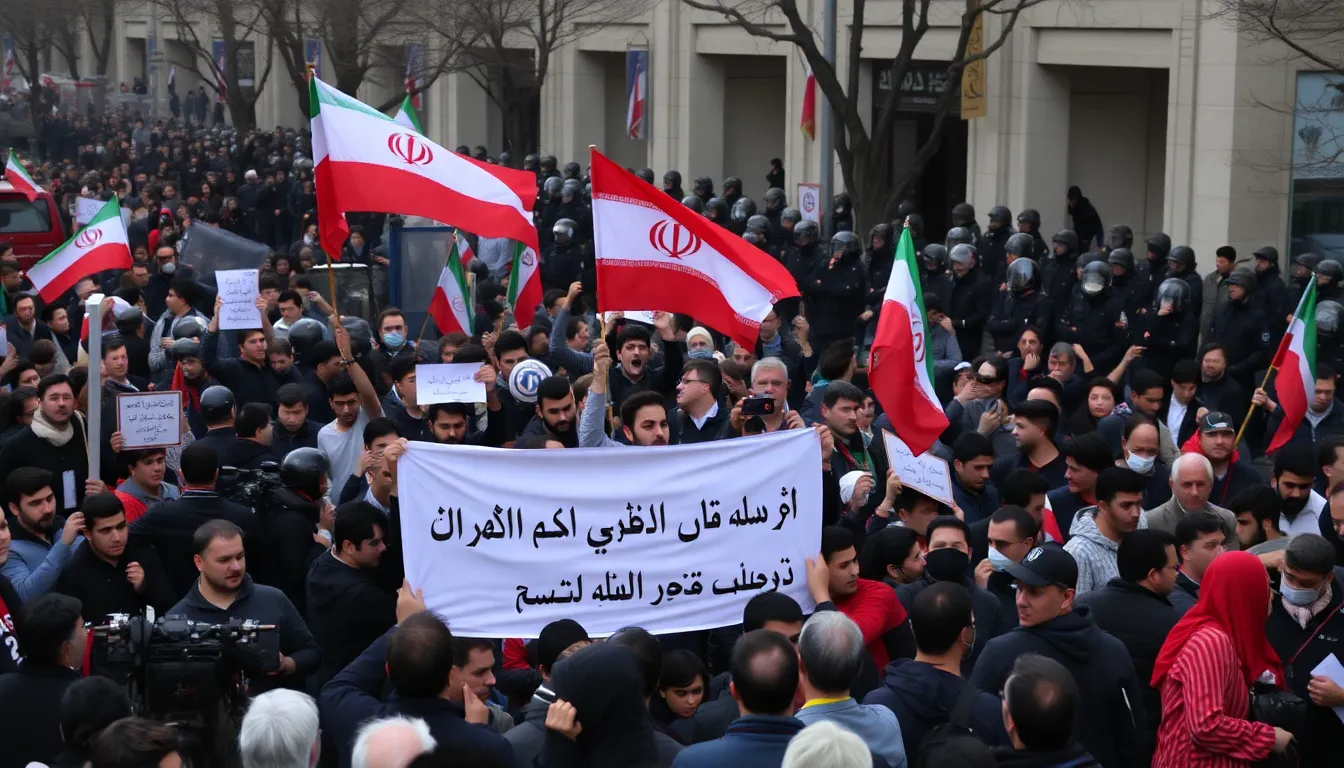 A group of activists gathering in solidarity, calling for democratic reforms and greater human rights in Iran