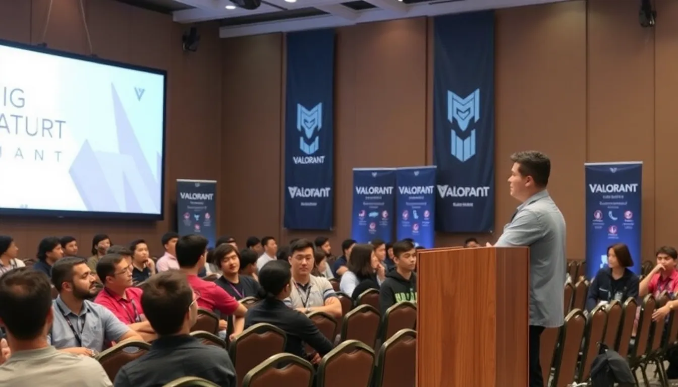 Jake Sin speaks to a group of esports enthusiasts about the importance of fandom in the selection of VCT Pacific partner teams, highlighting the evolving landscape of competitive Valorant.