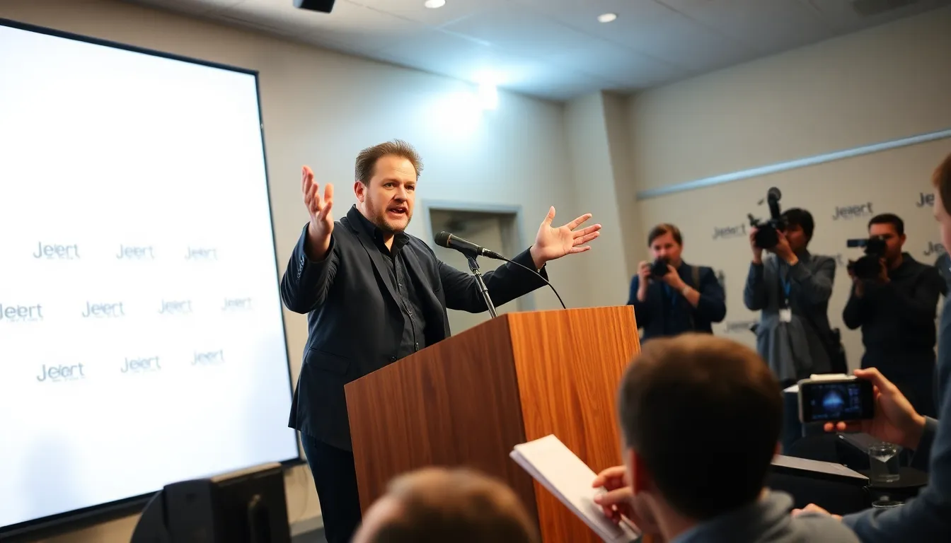 Jeff Satur speaks passionately about his new single "Happy Ending" and his aspirations for global tours during a press event.