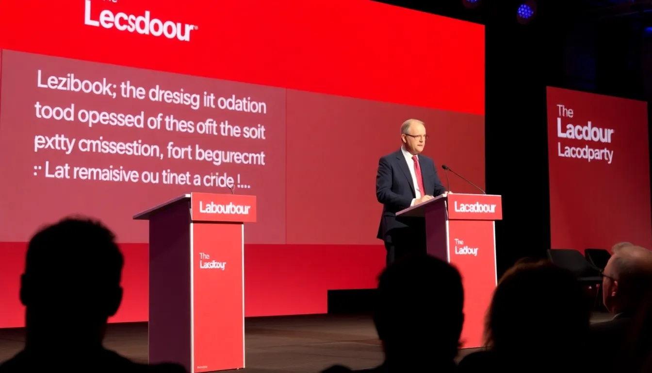 Sir John Curtice speaks at a podium during a political event, emphasizing Labour's new focus on addressing the concerns of Remainers in the context of Brexit discussions.
