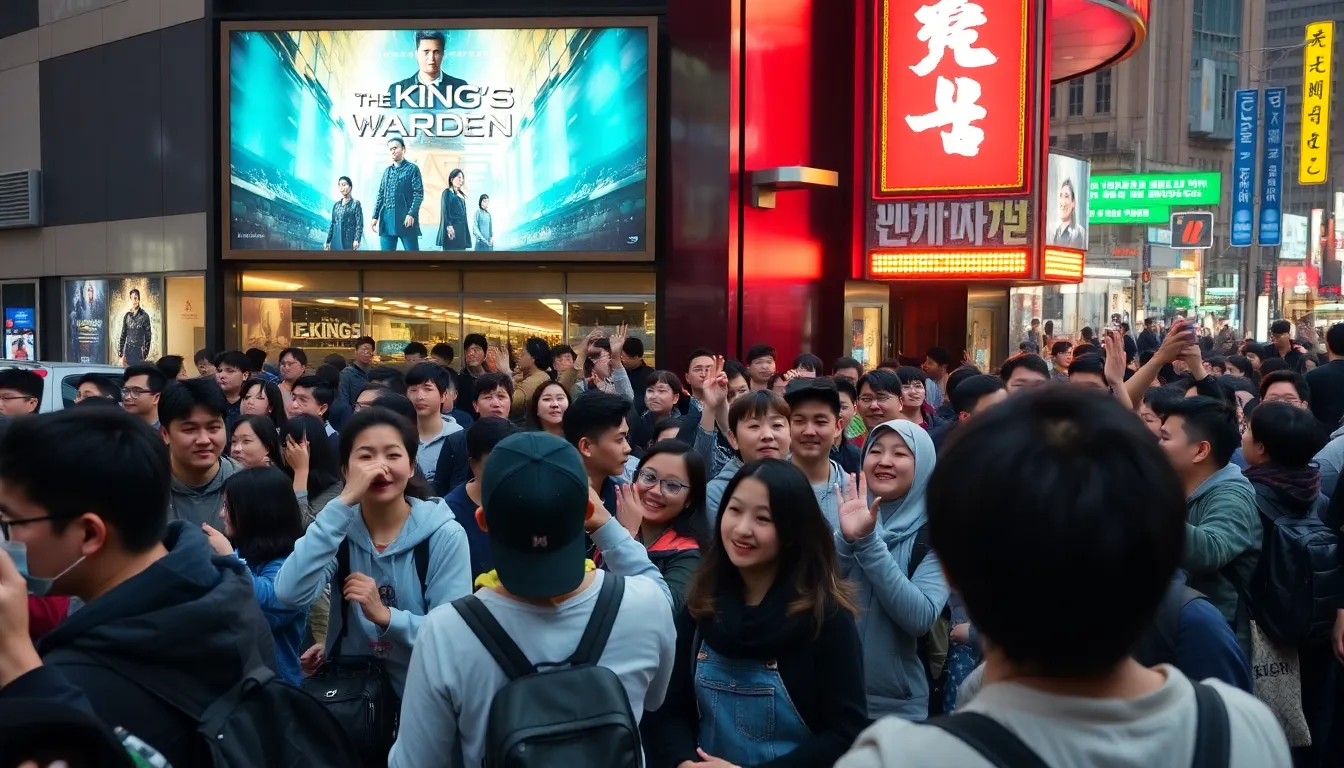 Crowds gather outside a cinema in Seoul, eagerly waiting to see The King's Warden, celebrating its recordbreaking success at the box office.