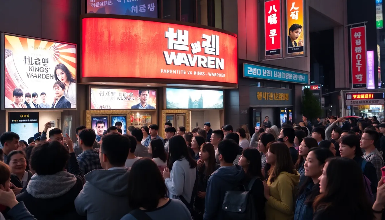 A packed theater audience engaged and laughing during a pivotal scene from 'The King's Warden,' highlighting the film's appeal