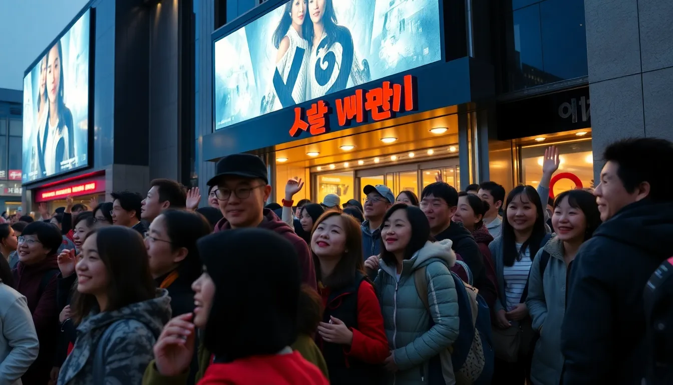 Crowds gather outside a cinema in South Korea, eagerly waiting to see the blockbuster film The King's Warden, which has recently achieved over 15 million admissions.
