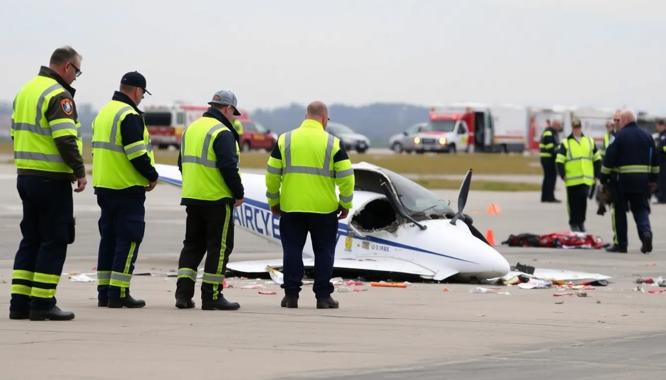 A memorial setup in honor of the two pilots lost in the LaGuardia crash, reflecting the deep impact on the aviation community and their families