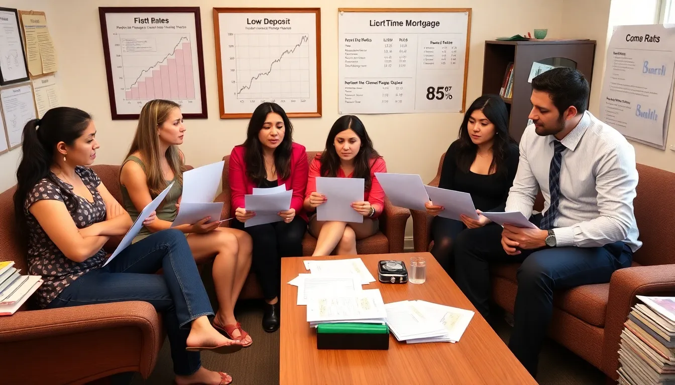 A group of mortgage brokers engaged in a discussion, highlighting the surge in inquiries from clients seeking guidance on navigating the current housing market