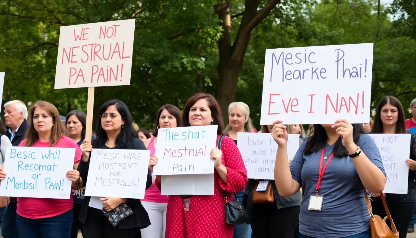 A visual representation of a women's health advocacy event, showcasing efforts to promote education and systemic changes in the perception of menstrual health