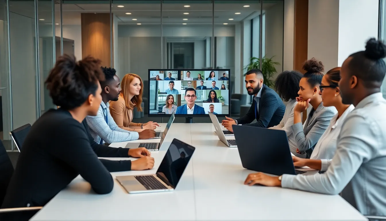 Engineers and environmentalists discussing sustainable technology practices, highlighting the commitment of major tech companies to achieve carbon neutrality by 2030