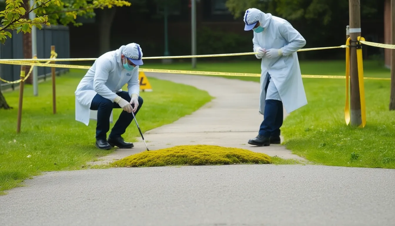 A group of law enforcement officers discussing the integration of ecological evidence, emphasizing the evolving approach to crime scene analysis