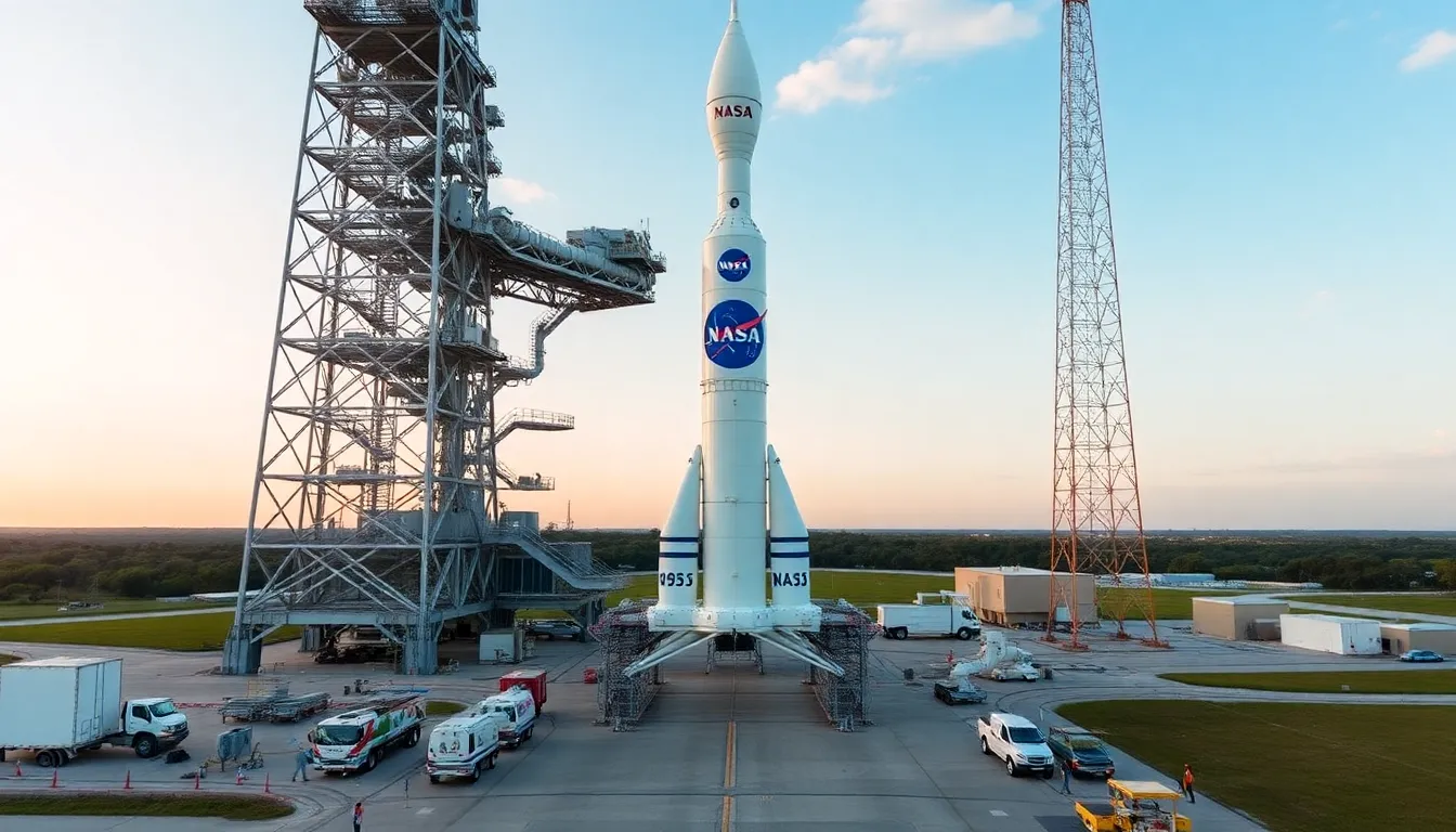 A crowd of space enthusiasts gathers near Kennedy Space Center, eagerly anticipating the historic launch of the Artemis Moon rocket