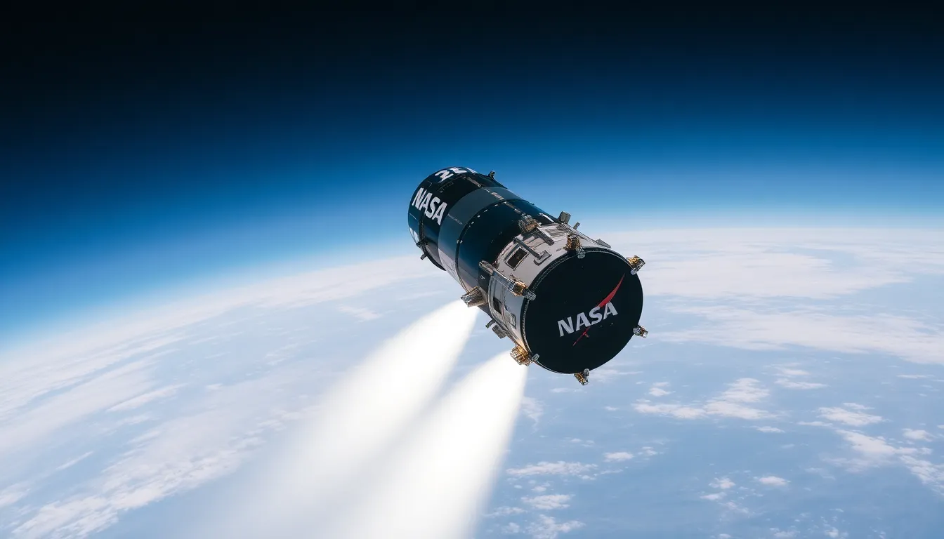 Engineers and scientists monitor data screens in a control room, analyzing the successful reentry of the spacecraft and its implications for future missions