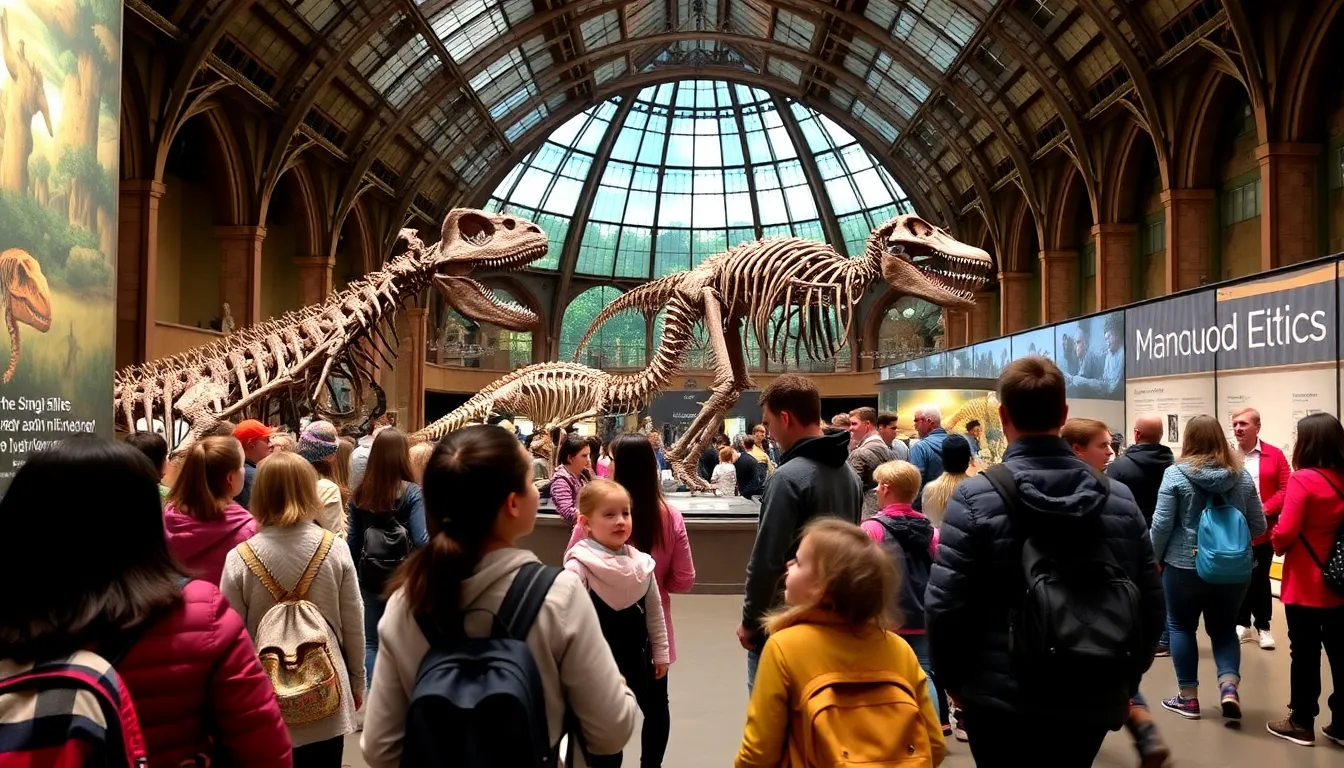 A diverse group of tourists participating in an educational workshop, emphasizing the museum's commitment to fostering scientific literacy and environmental awareness