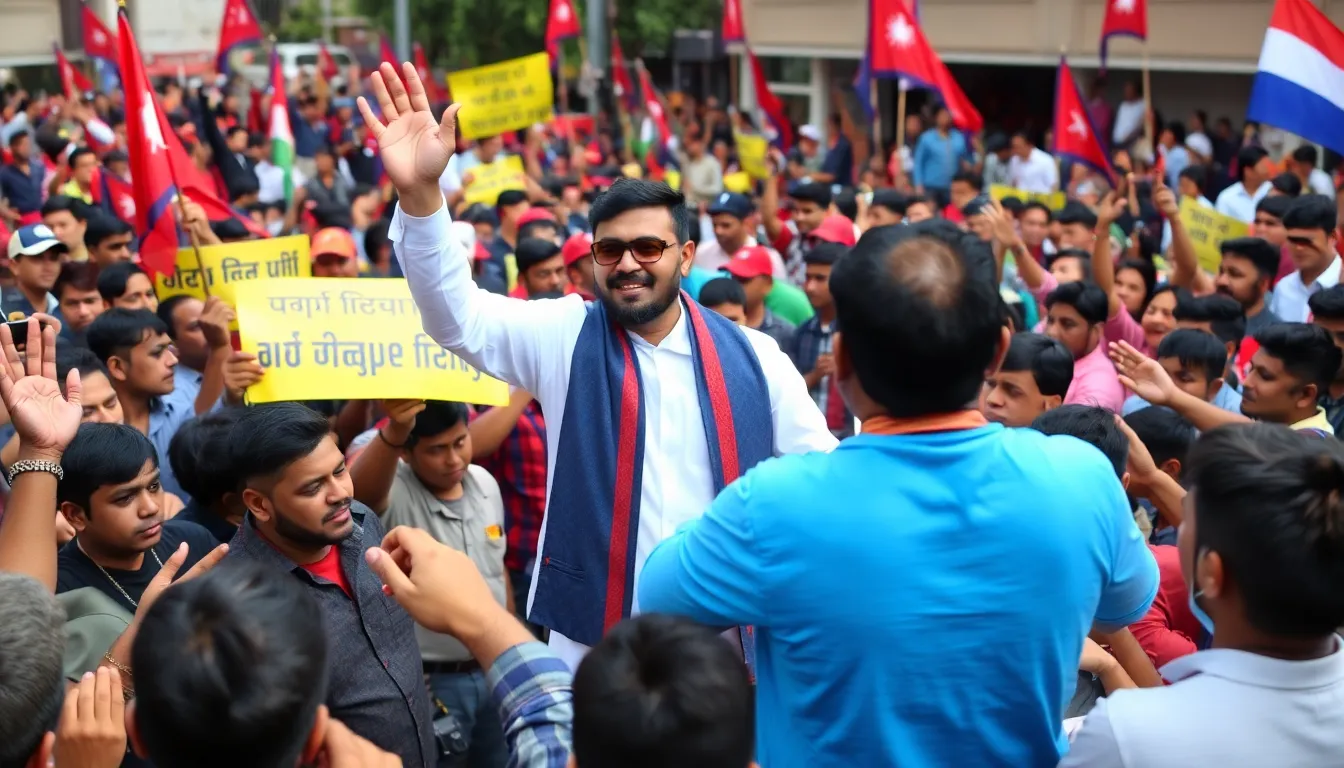 Supporters of the new Prime Minister hold vibrant banners and posters, showcasing their hopes for a fresh perspective on governance that resonates with the younger generation