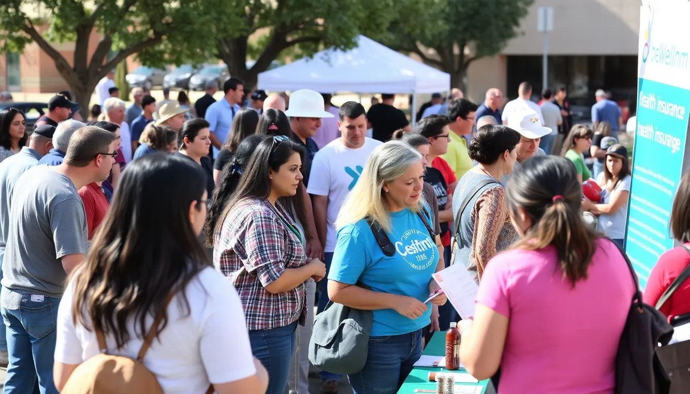 A diverse group of New Mexicans gathers at a local event focused on education about the Affordable Care Act and the benefits of health insurance coverage