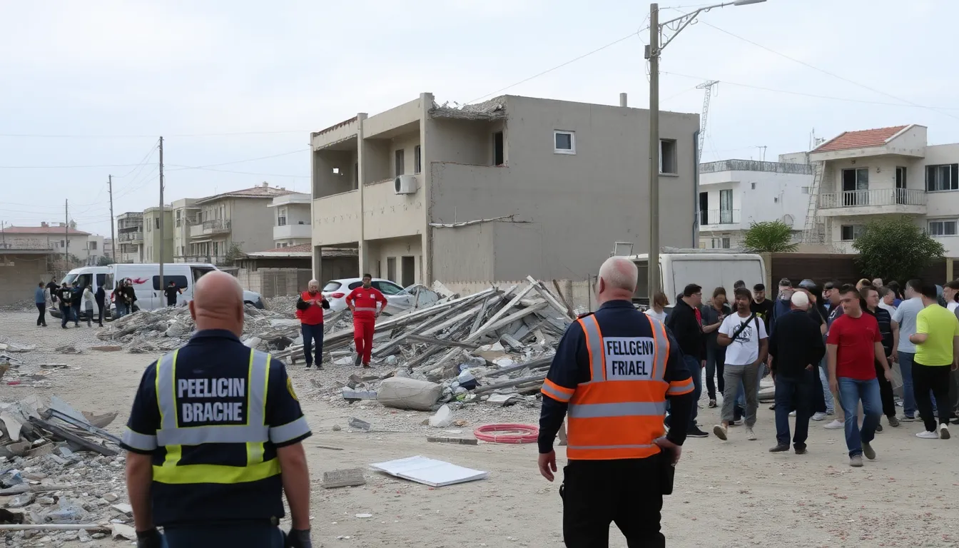Emergency services rush to the scene of a missile attack, working tirelessly to assist the injured and assess damage in the affected neighborhoods