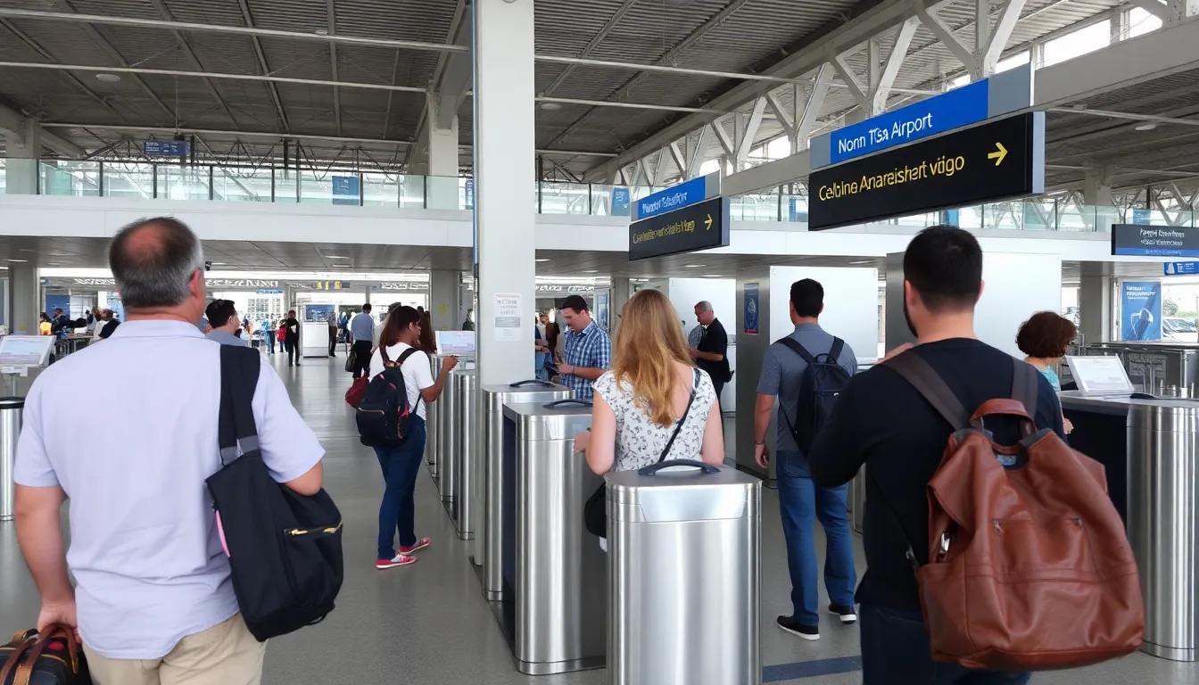 Travelers pass through a security checkpoint at a nonTSA airport, enjoying significantly shorter wait times compared to larger TSAregulated airports.