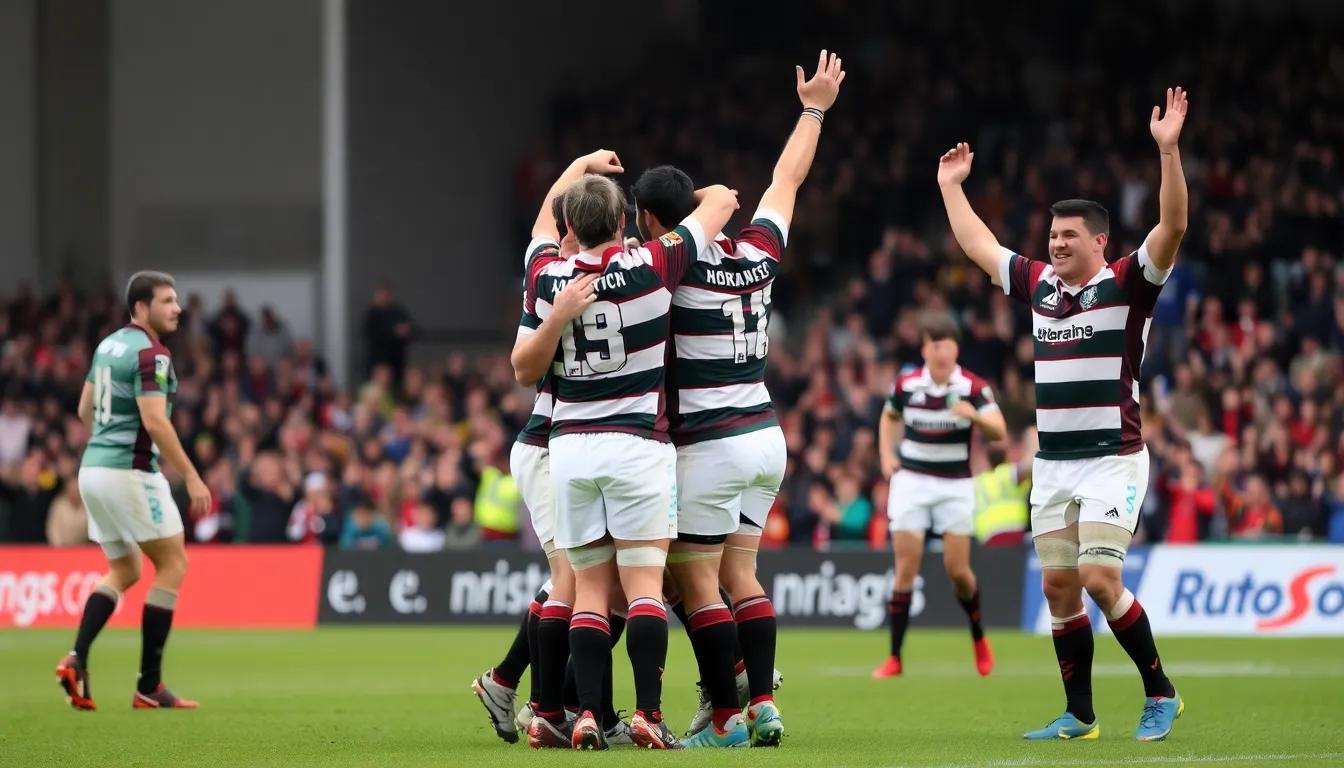 Northampton's coaching staff strategizes from the sidelines, emphasizing their tactical approach to repel Saracens' comeback efforts