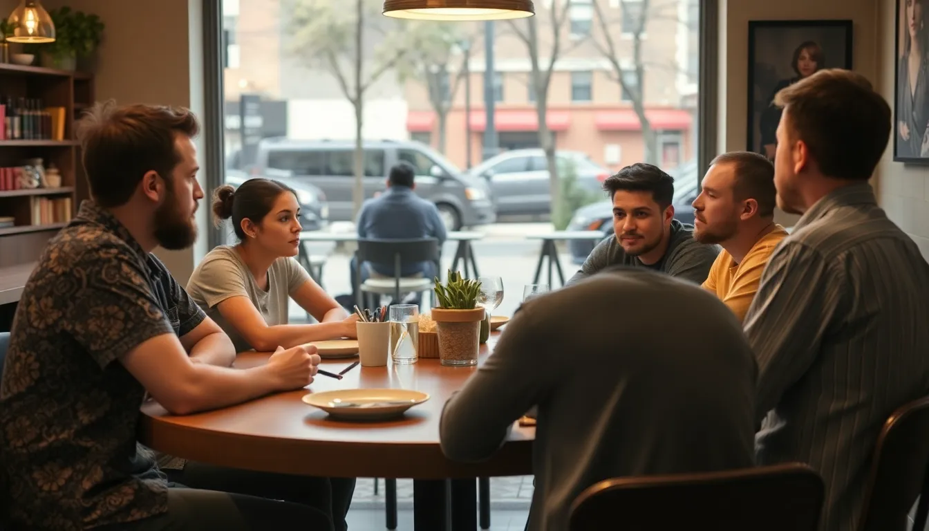 A group of concerned content creators discusses the implications of OpenAI's decision to shut down the Sora A.I. video generator at a local café.
