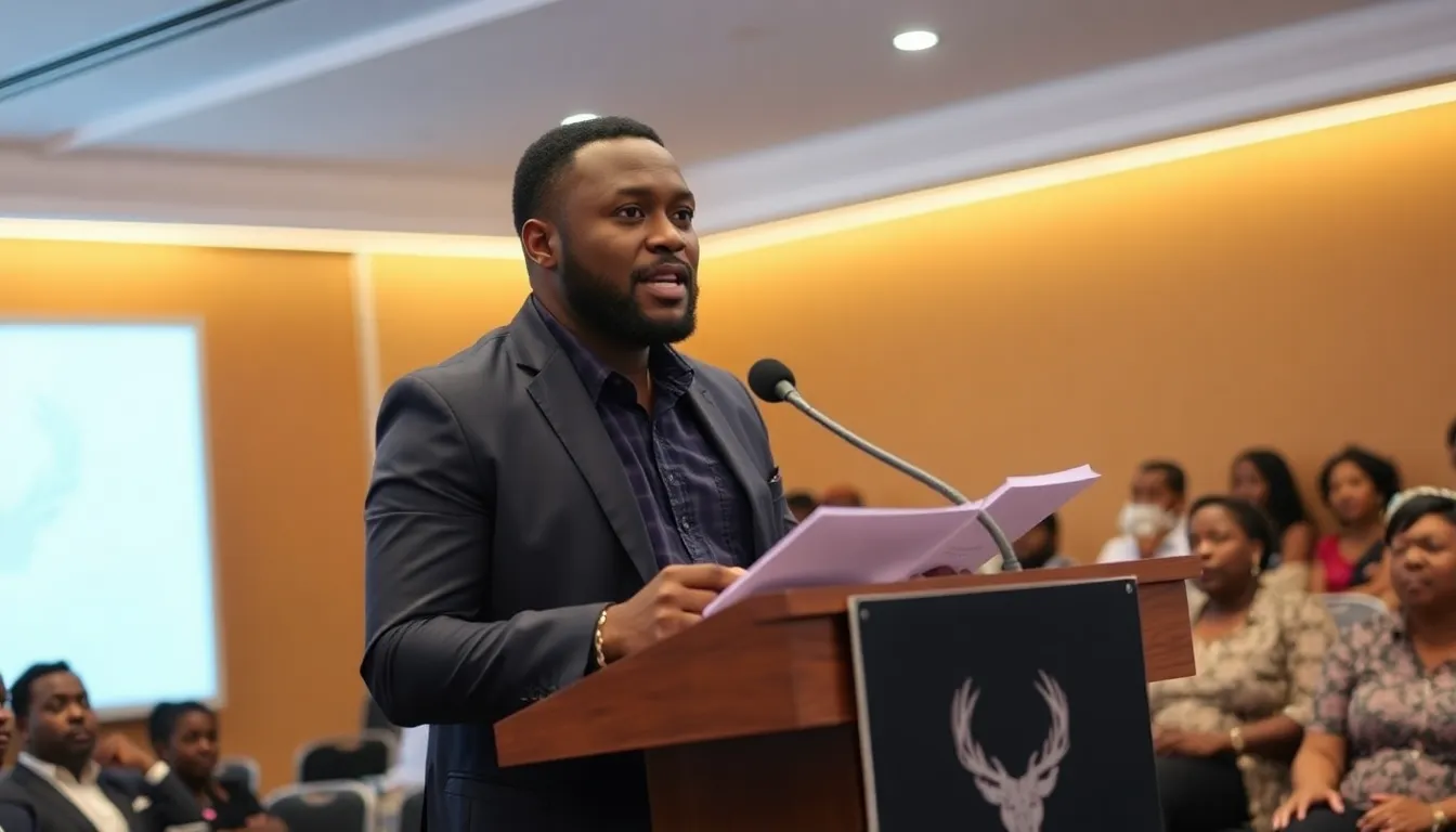 Paapa Essiedu speaks passionately during a press conference about his new TV drama "Babies," which aims to raise awareness and foster dialogue around the sensitive topic of pregnancy loss.