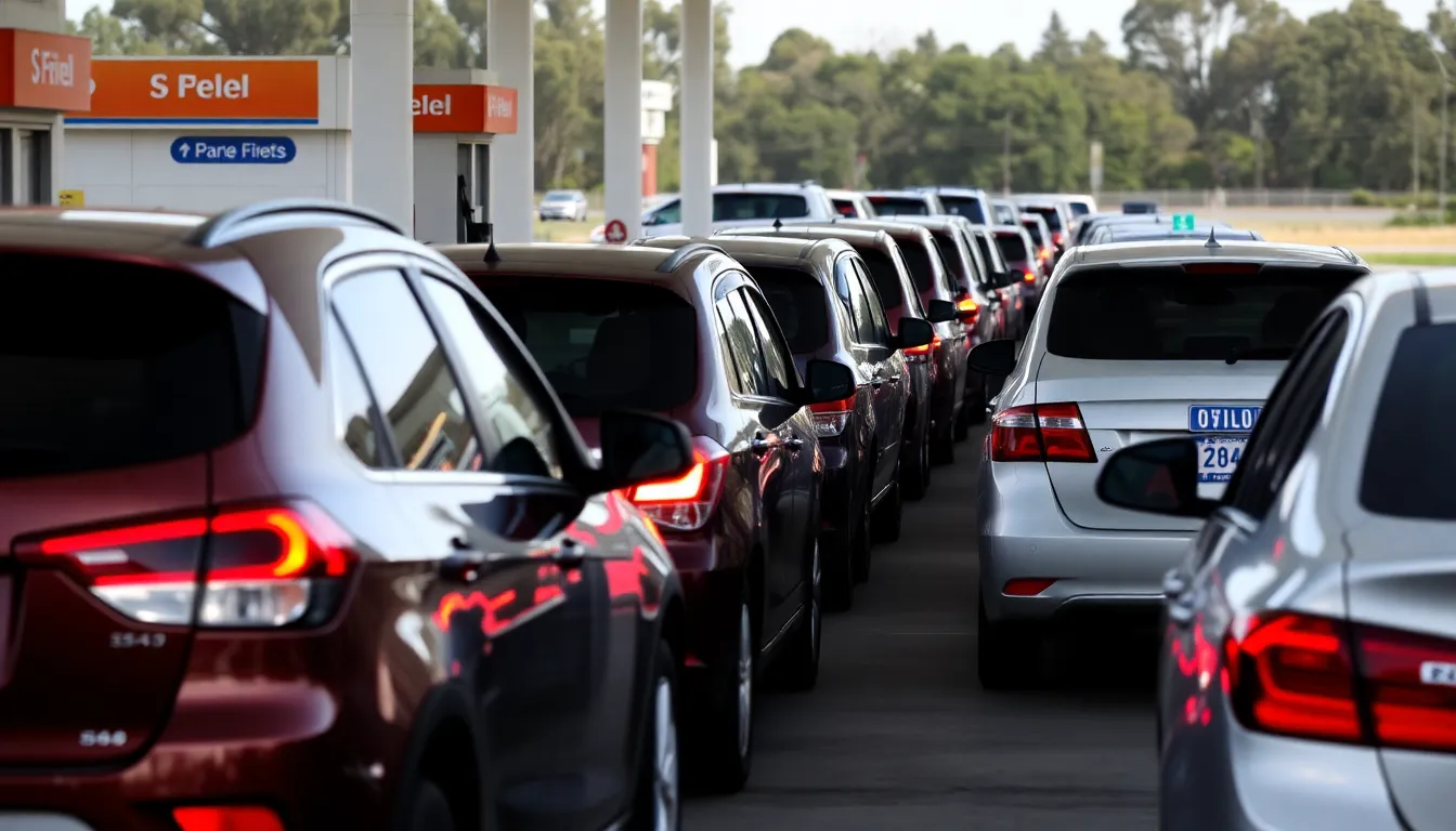 Empty fuel pumps at a gas station, illustrating the impact of panic buying on fuel availability for consumers and businesses