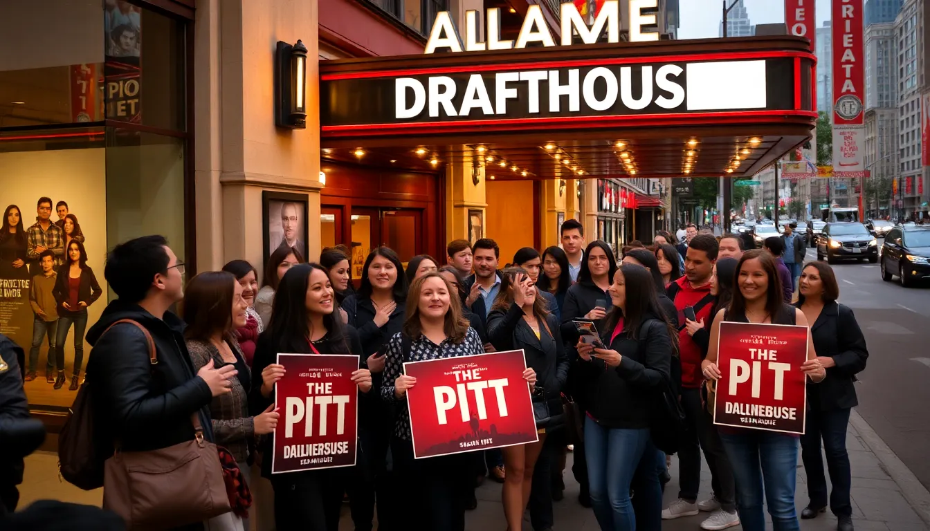 Exclusive merchandise featuring 'The Pitt' showcased at the theater, enticing fans to enhance their viewing experience