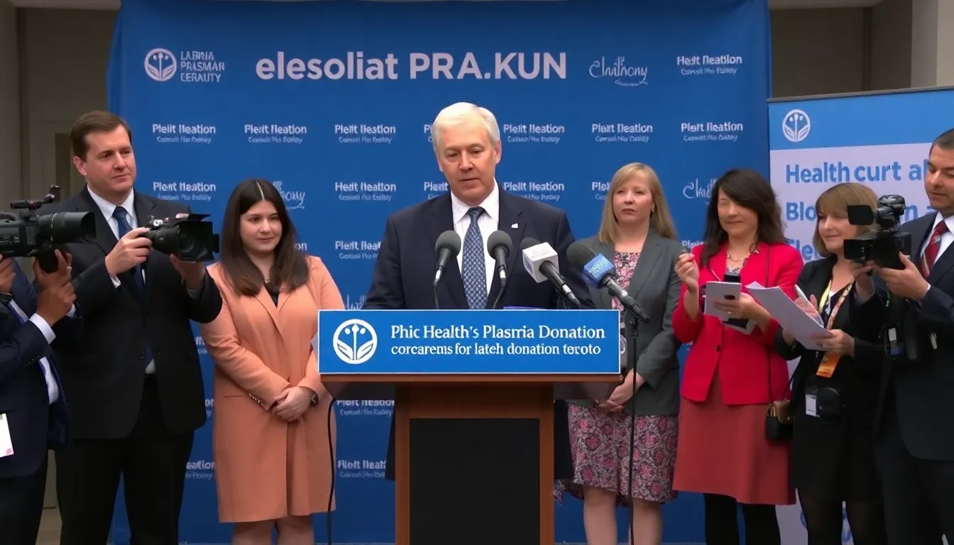 A public gathering where community members express concerns regarding the safety of plasma donation practices and advocate for stricter regulations