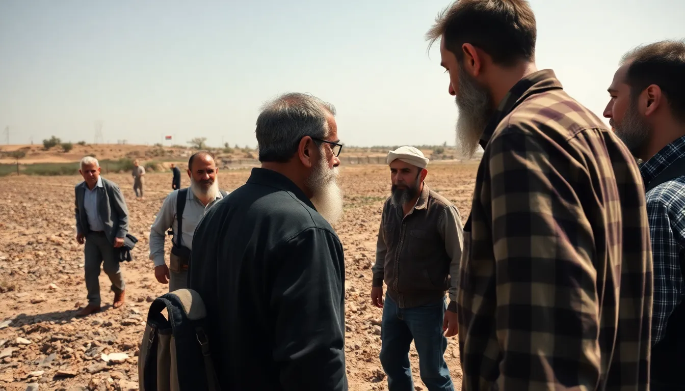 Israeli settlers walking through the West Bank, representing the ongoing tensions between settlers and Palestinian communities in the region