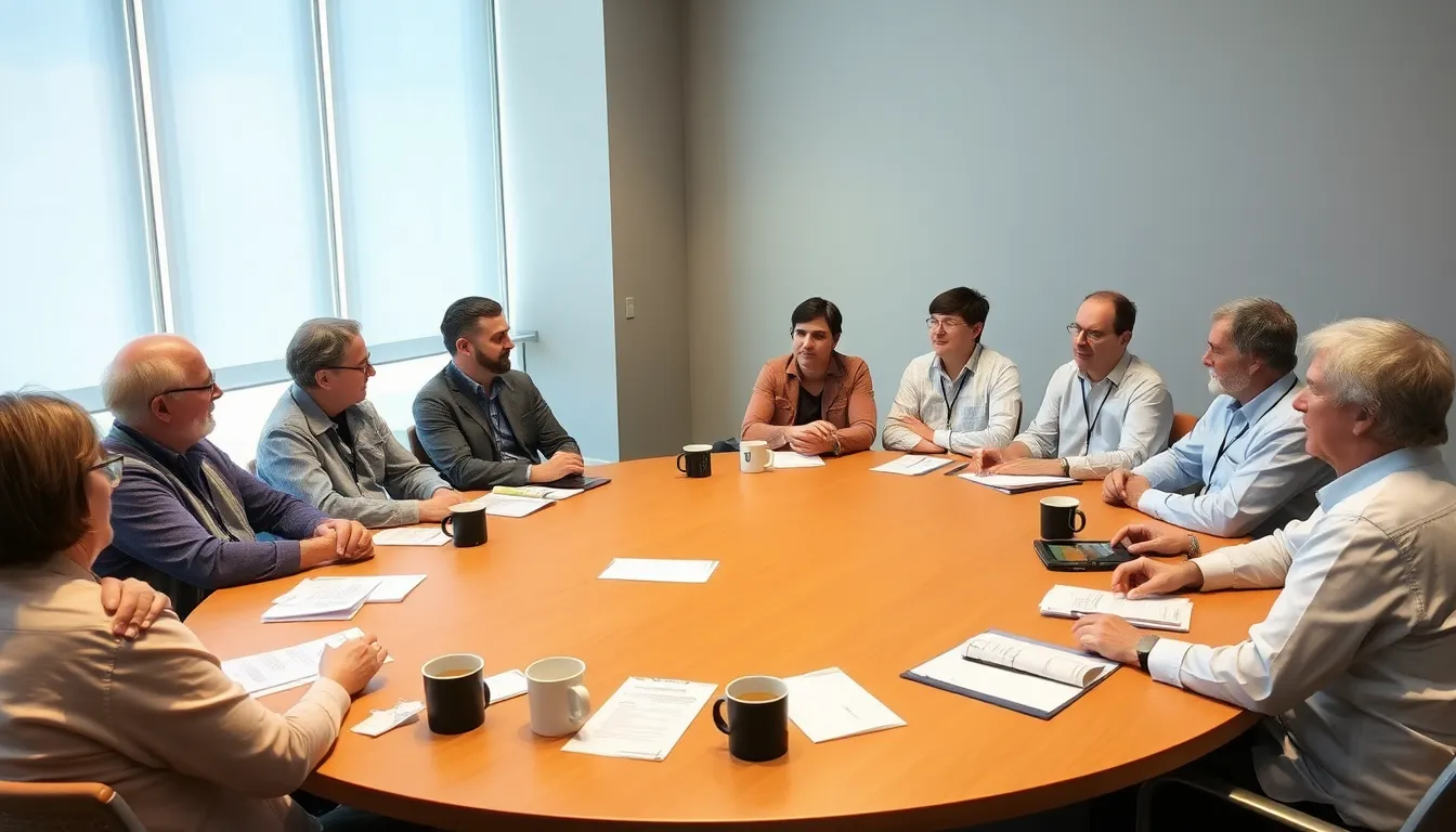A group of authors and literary critics gathers at a roundtable discussion, passionately debating the ethical implications of AI in creative writing following the cancellation of a horror novel release.