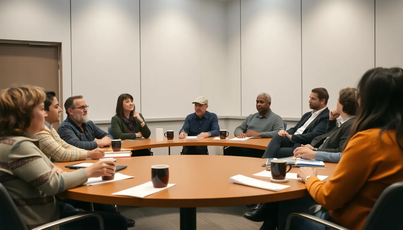 A group of authors engaging in a heated discussion about the implications of AI in creative writing