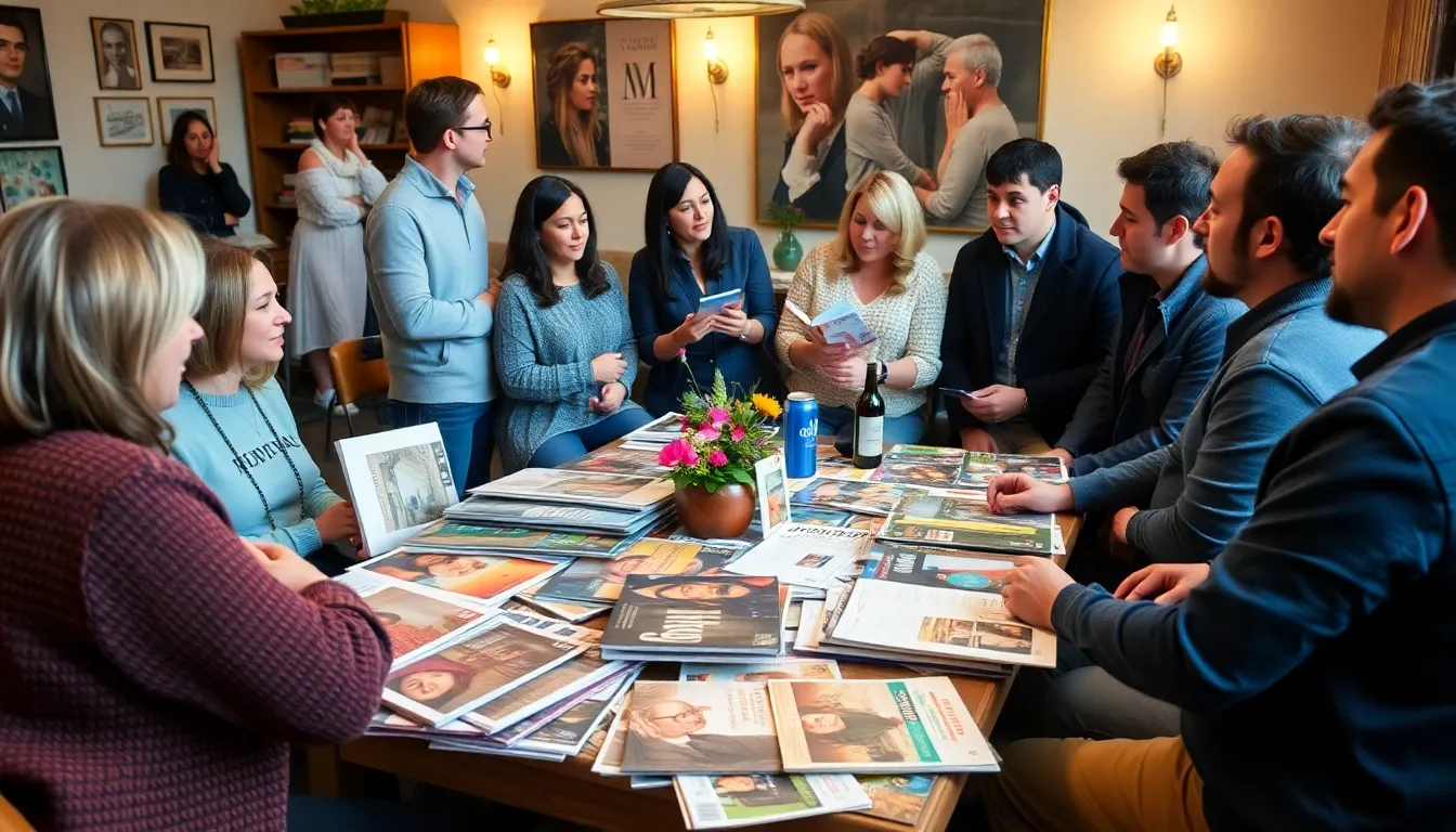 A nostalgic print professional at a workstation, balancing traditional printing methods with modern technology to adapt to the evolving media landscape