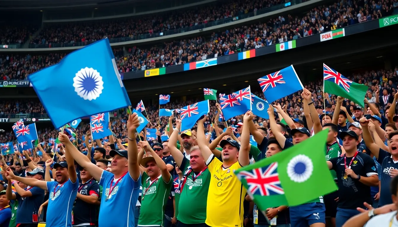 A nostalgic image of Fijian rugby legends reflecting on the sport's evolution, highlighting its role as a symbol of unity and resilience in the country
