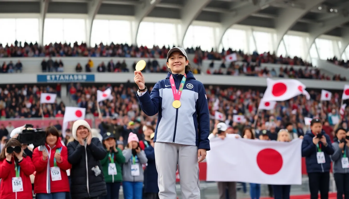 The audience erupts in applause as Sakamoto takes center stage, showcasing her impressive artistry and technical skills in her final performance