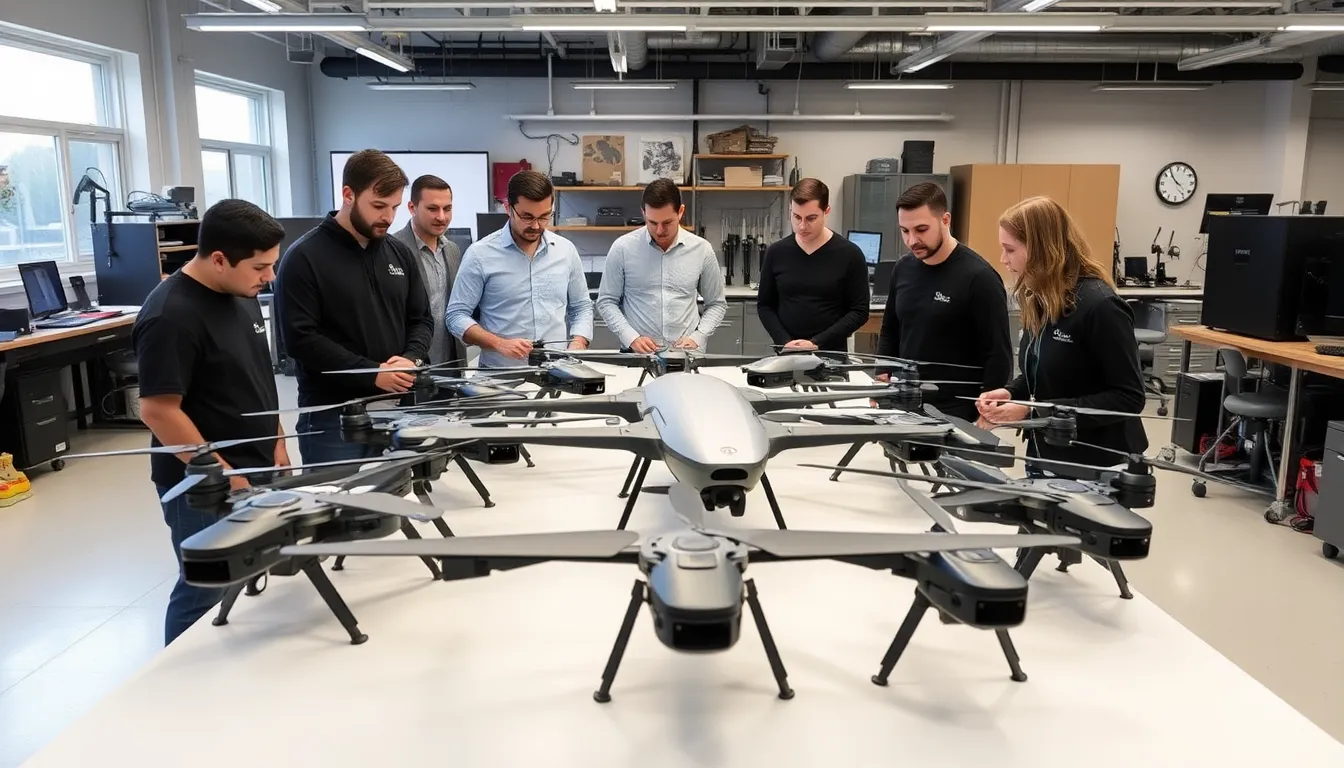 A strategic meeting among defense contractors and military leaders discussing the future implications of drone technology in geopolitical contexts