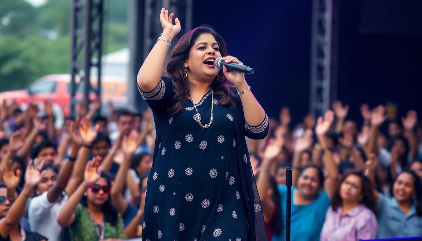 Shreya Ghoshal interacting with fans backstage, highlighting her dedication to connecting with her supporters beyond the stage