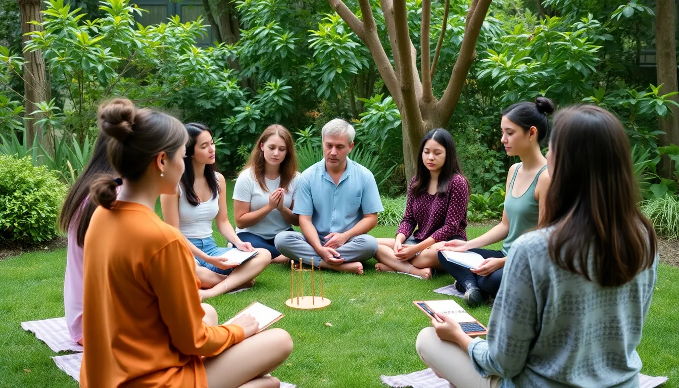 A community event features local artisans and sustainable products, highlighting the connection between slow living and support for local economies