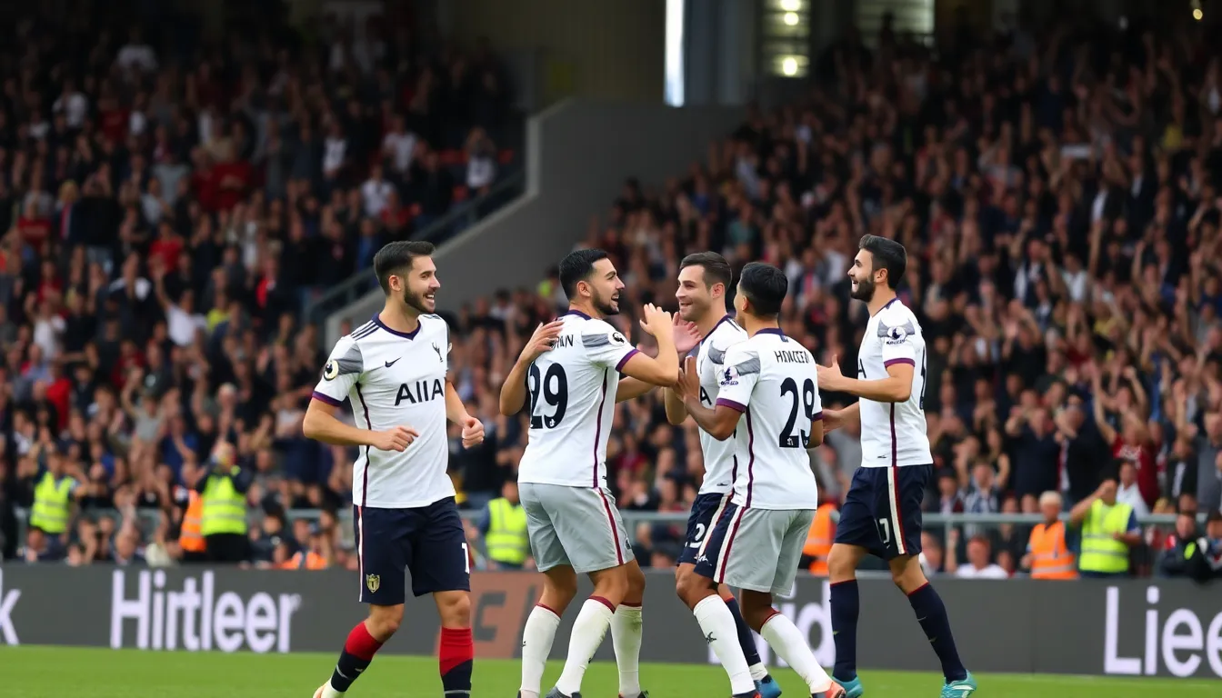 A tense moment during the match as Liverpool struggles to regain possession amidst Tottenham's aggressive offensive strategy
