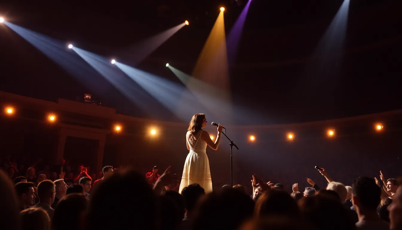 A bustling music venue filled with excited fans eagerly awaiting the performance of their favorite artists, highlighting the resurgence of live music events