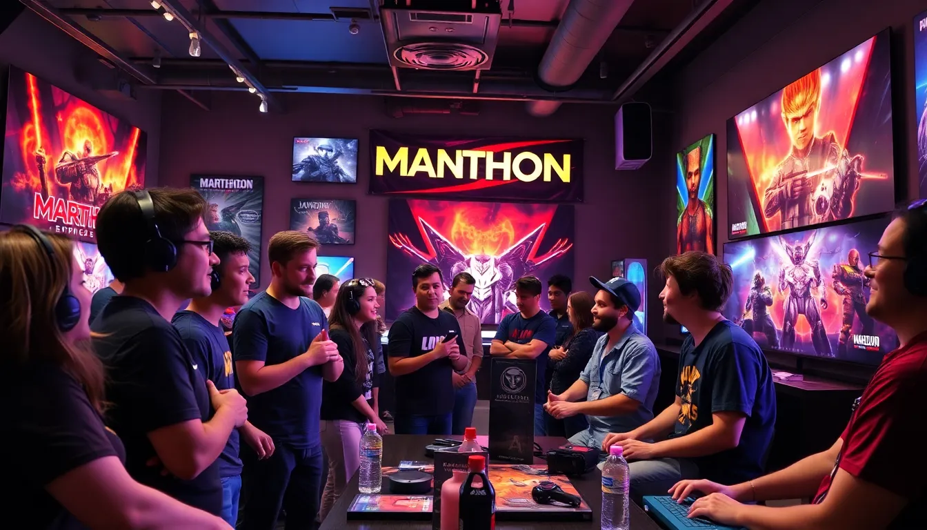 A vibrant scene of an esports event, where players showcase their skills in competitive matches, highlighting the impact of Marathon on the gaming community